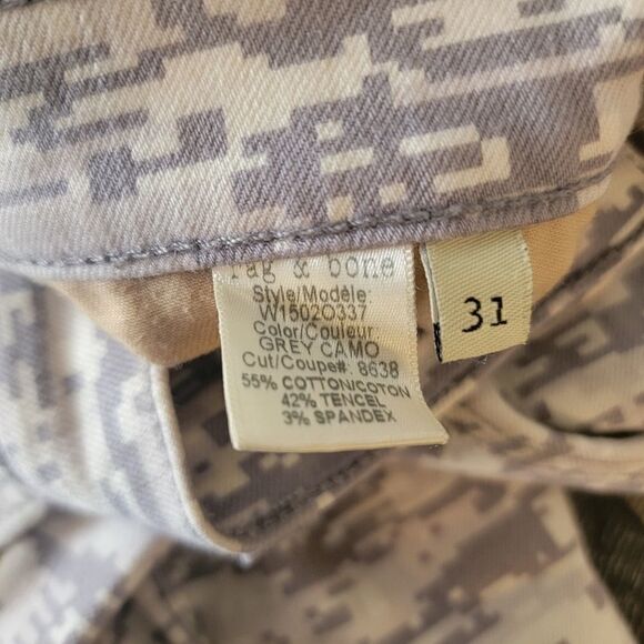 Rag & Bone Classic Grey Camo Digi Skinny Jeans Size 31 - Picture 7 of 7